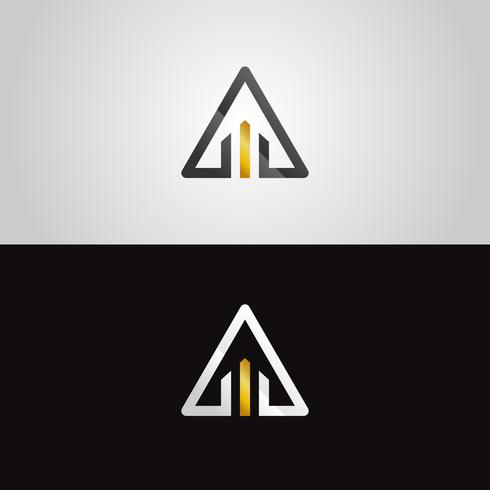 Logo Triangle Abstrait Or-Argent vecteur