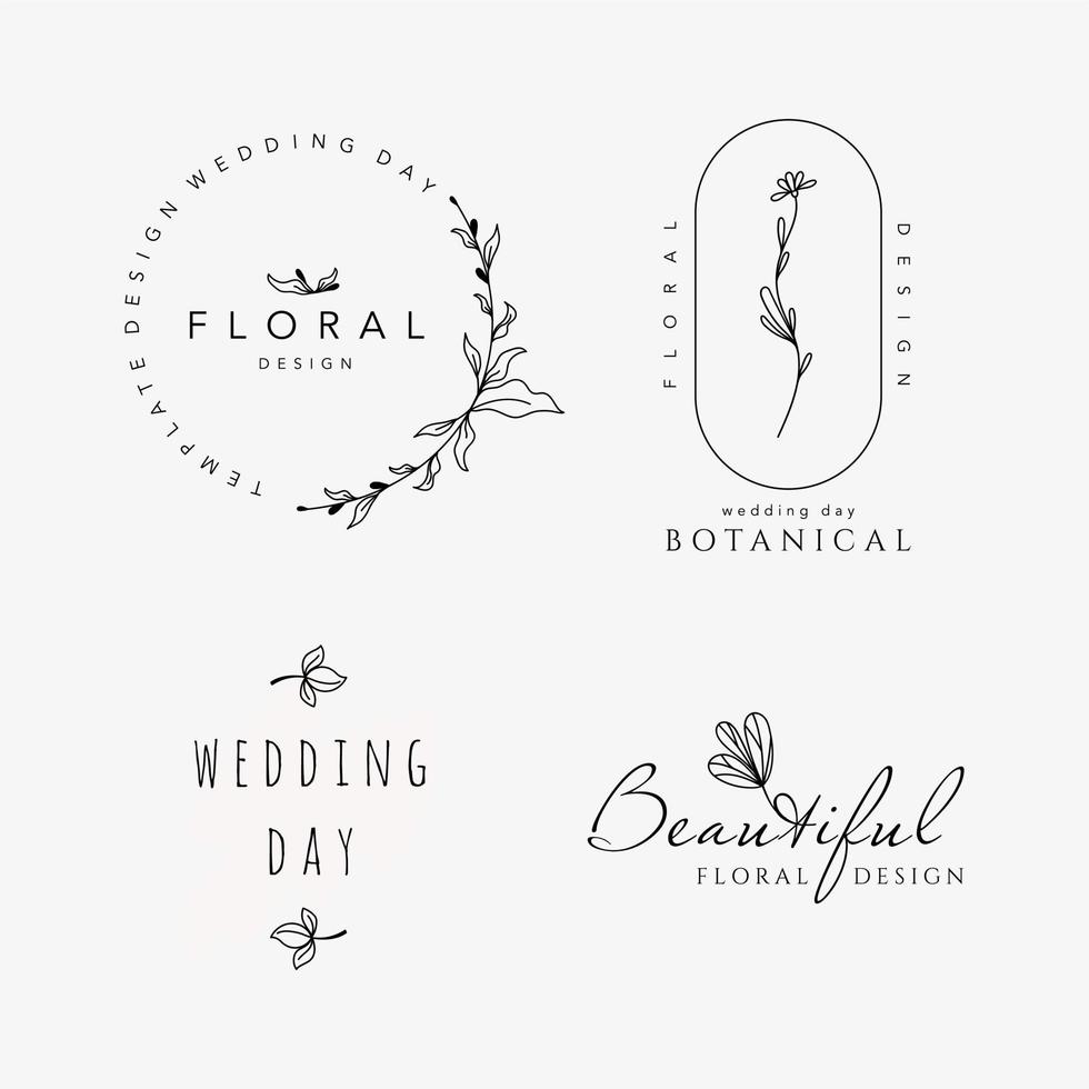 logos de beaux modèles de contour avec des ornements floraux pour les mariages illustration vectorielle de l'industrie de la beauté vecteur