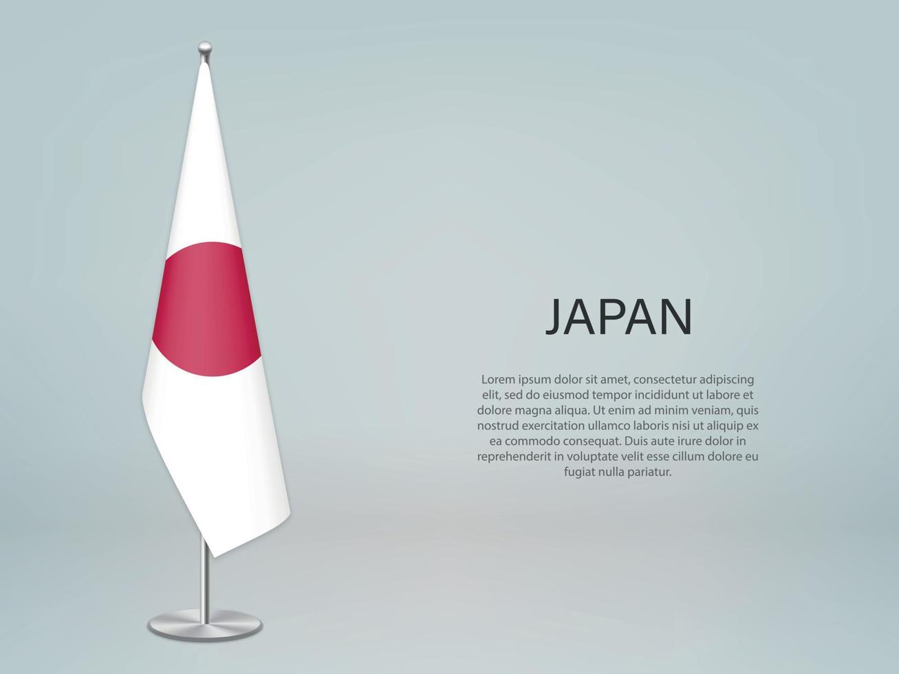 drapeau suspendu du japon sur le stand. modèle de bannière de conférence vecteur