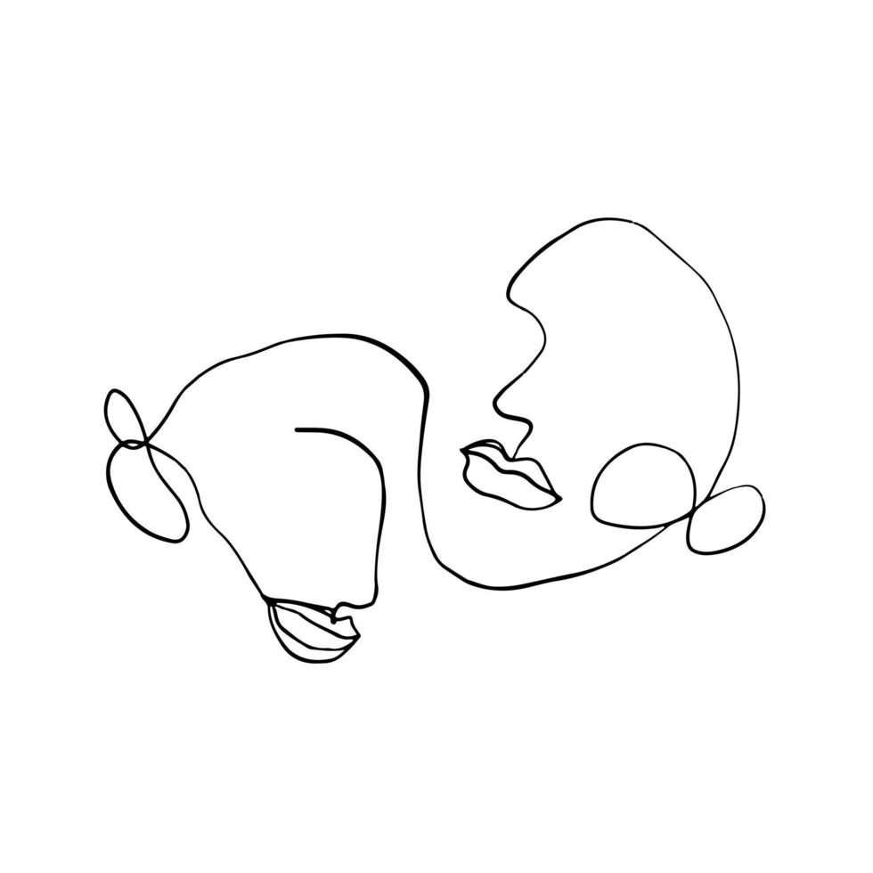 dessin au trait de visage de femme et femmes minimalistes abstraites modernes fait face au visage. différentes formes pour la décoration murale. utiliser pour les histoires de réseaux sociaux, les logos de beauté, les affiches. conception de vecteur