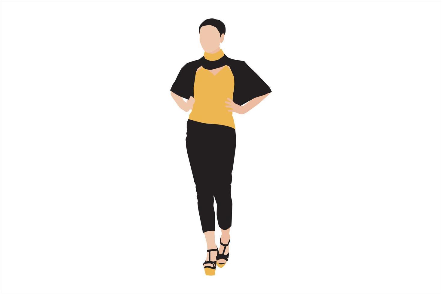 illustration vectorielle de femmes à la mode posant sur le trottoir vecteur