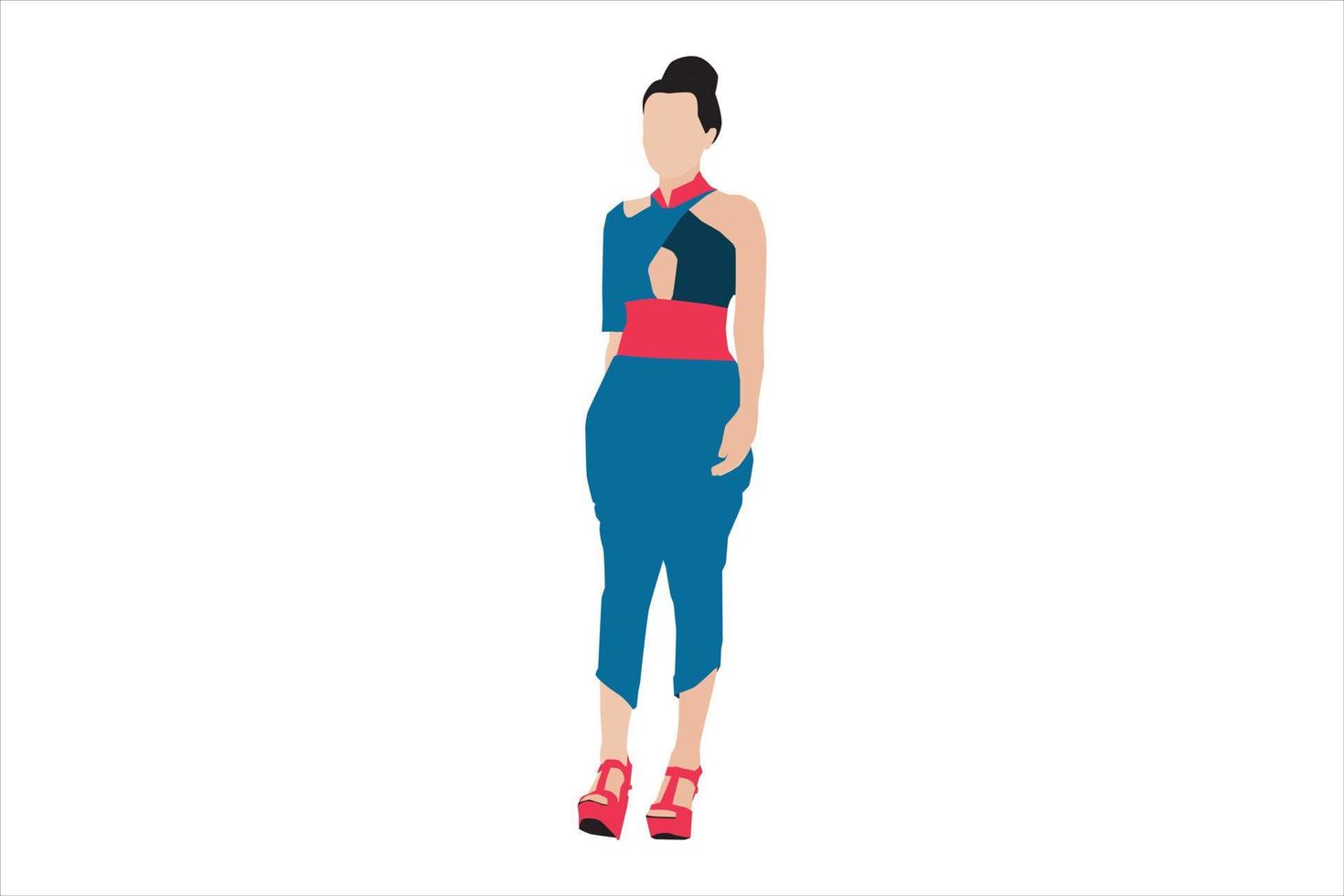 illustration vectorielle de femmes à la mode marchant sur le trottoir vecteur