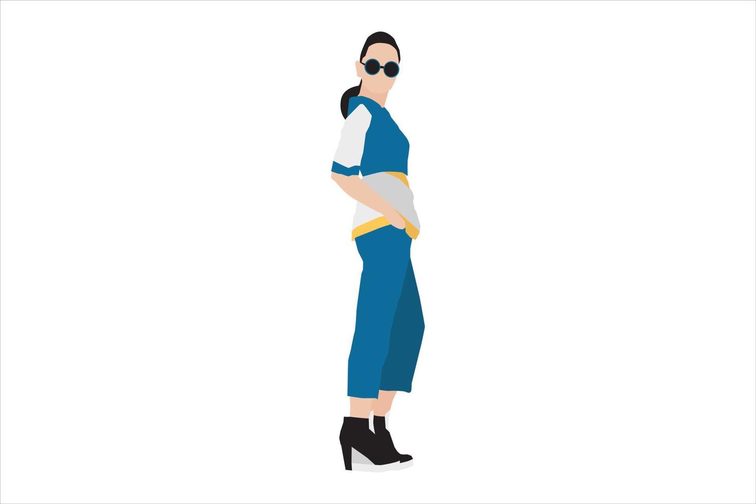 illustration vectorielle de femmes à la mode posant sur le trottoir vecteur