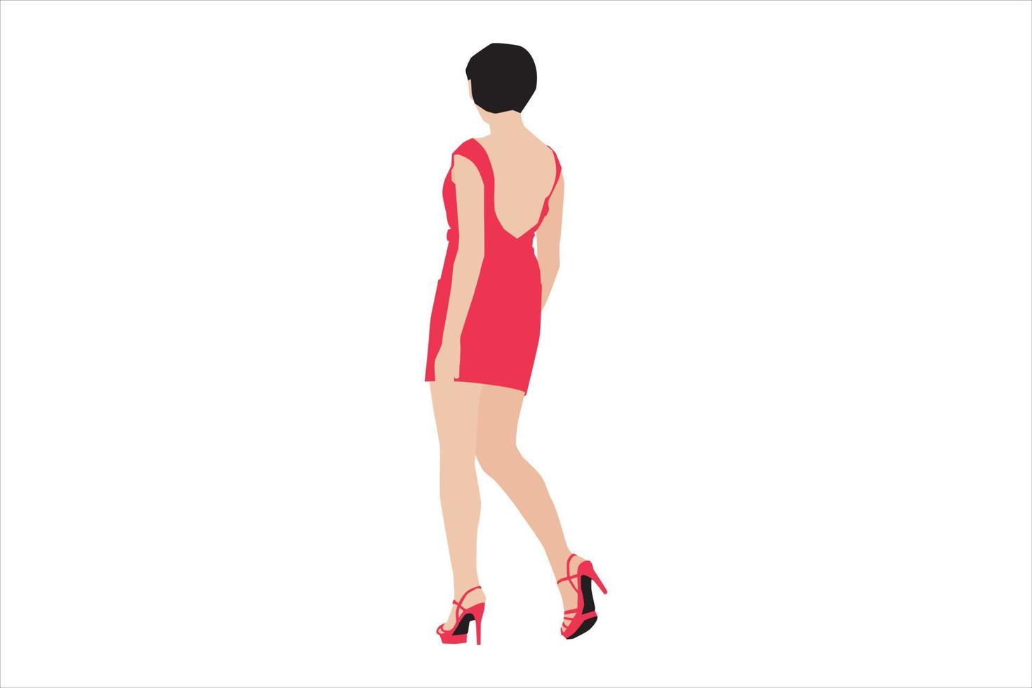 illustration vectorielle de femmes élégantes marchant sur le trottoir vecteur