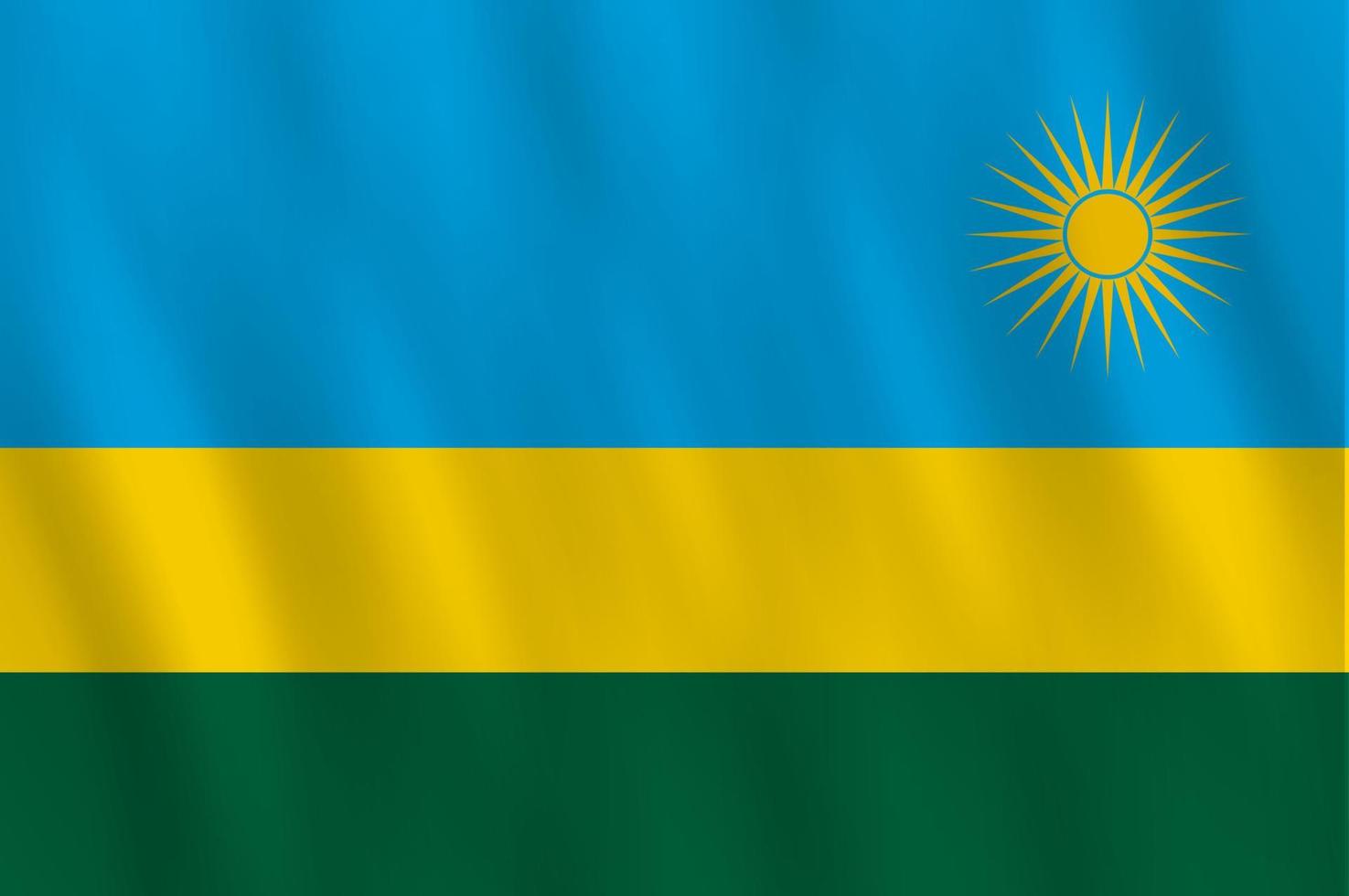 drapeau du rwanda avec effet ondulant, proportion officielle. vecteur