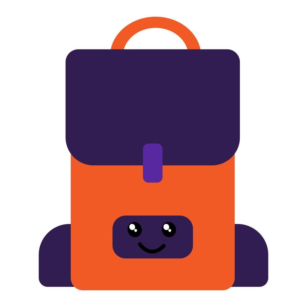 illustration de sac à dos d'école kawaii dessin animé mignon isolé sur fond blanc. vecteur