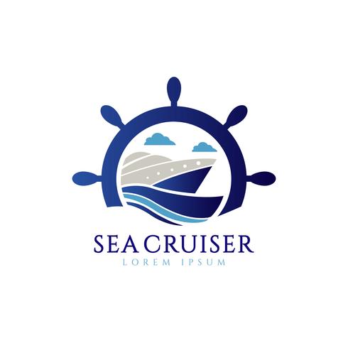 Logo de bateau de croisière bleu vecteur