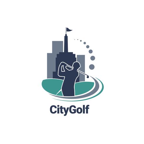 logo de golf de ville vecteur
