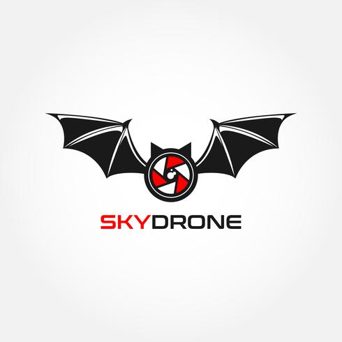 chauve-souris ciel drone logo vecteur