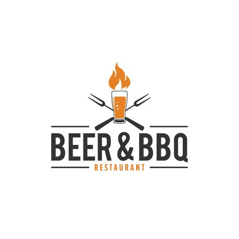 Logo barbecue et bière vecteur