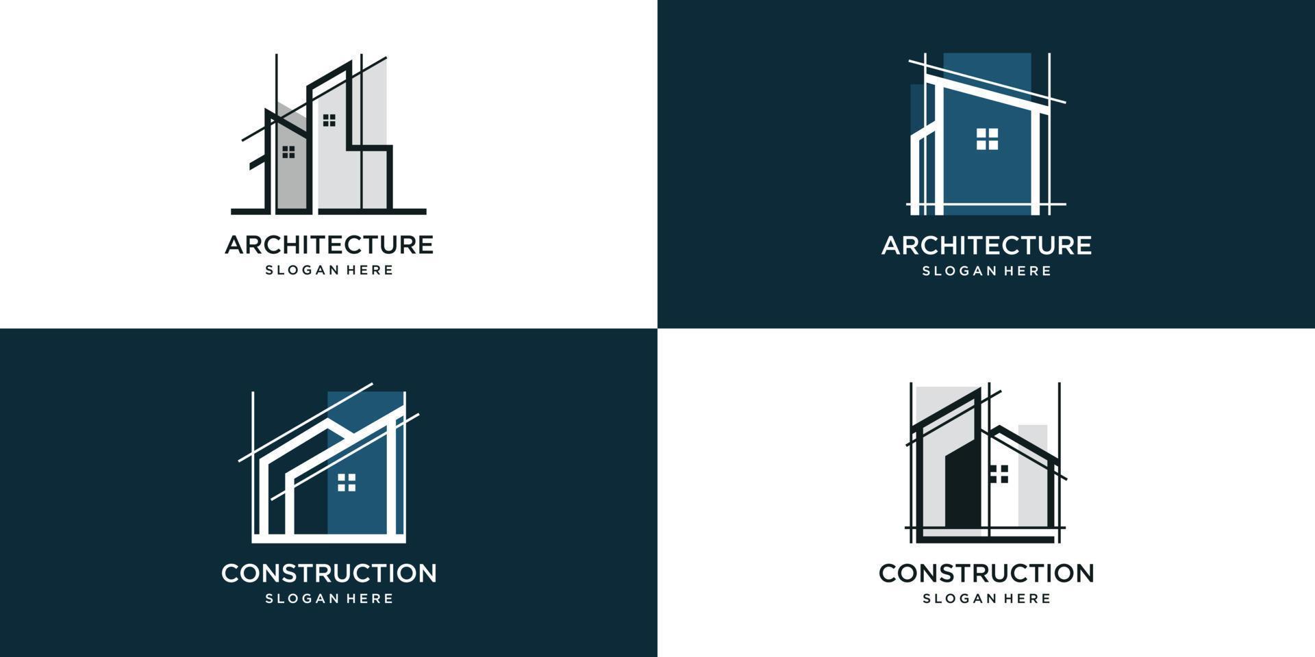 ensemble de collection de logos de construction avec un concept moderne et unique, construction, architecte, vecteur premium