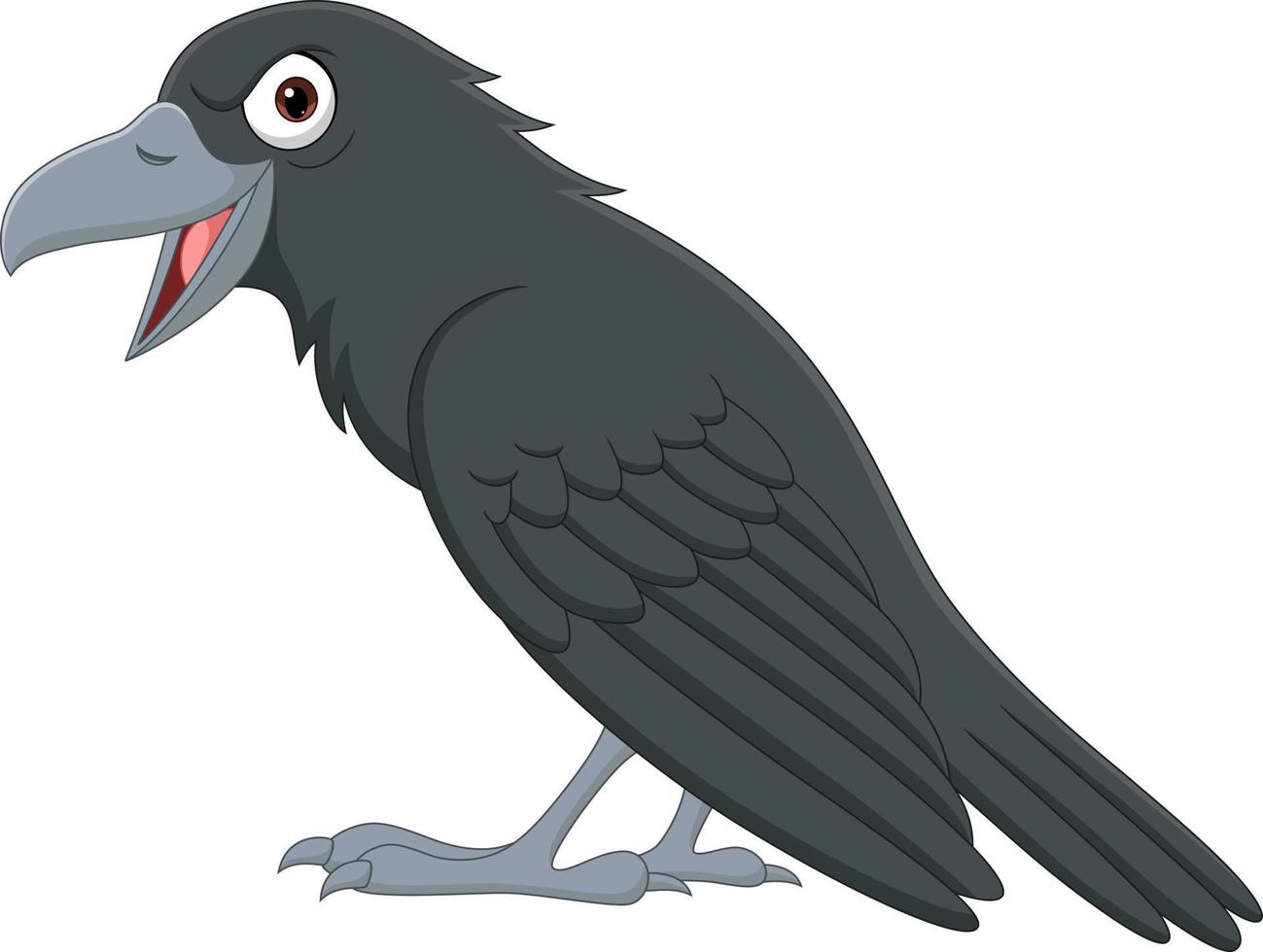 corbeau dessin animé isolé sur fond blanc vecteur