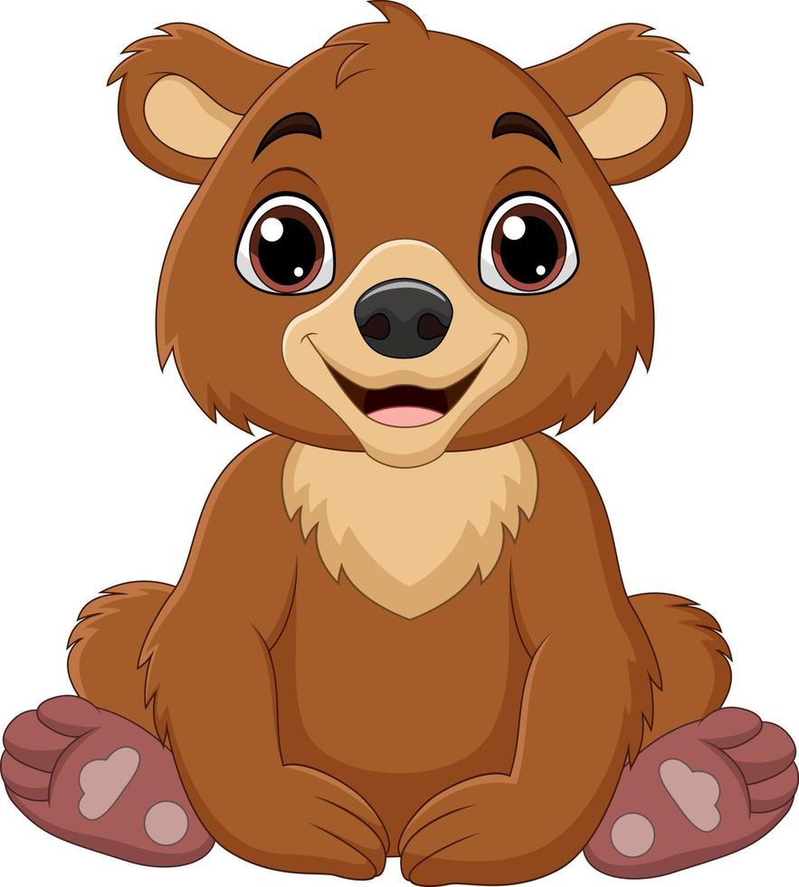 dessin animé bébé ours brun assis vecteur