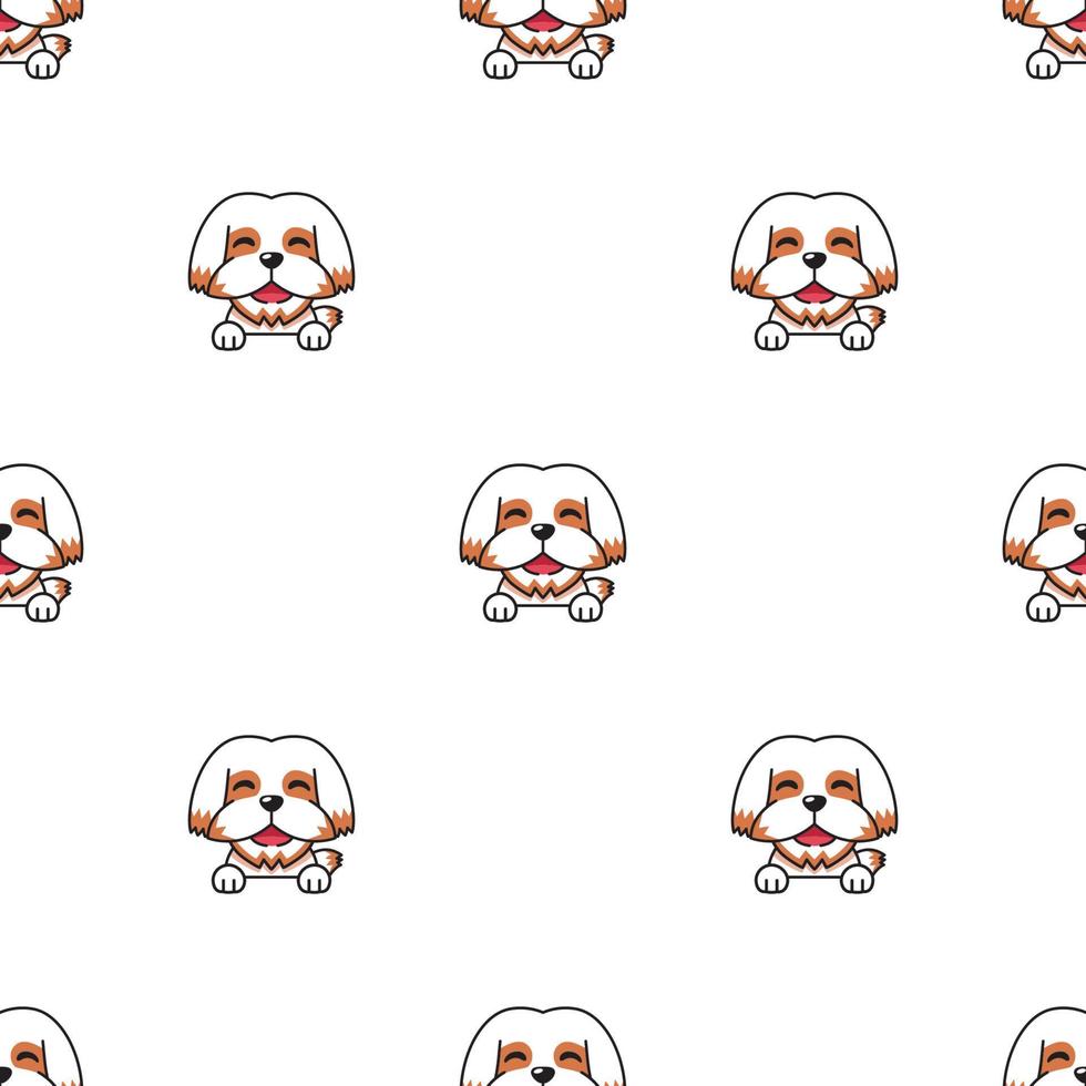 vecteur, dessin animé, caractère, shih tzu, chien, seamless, modèle, fond vecteur