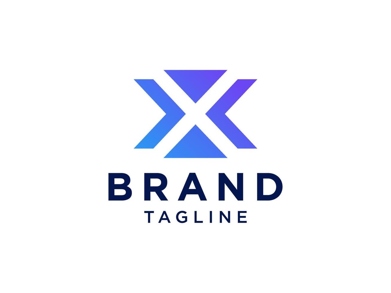 lettre initiale abstraite x logo. style origami en forme de flèche géométrique bleue isolé sur fond blanc. utilisable pour les logos commerciaux et technologiques. élément de modèle de conception de logo vectoriel plat.