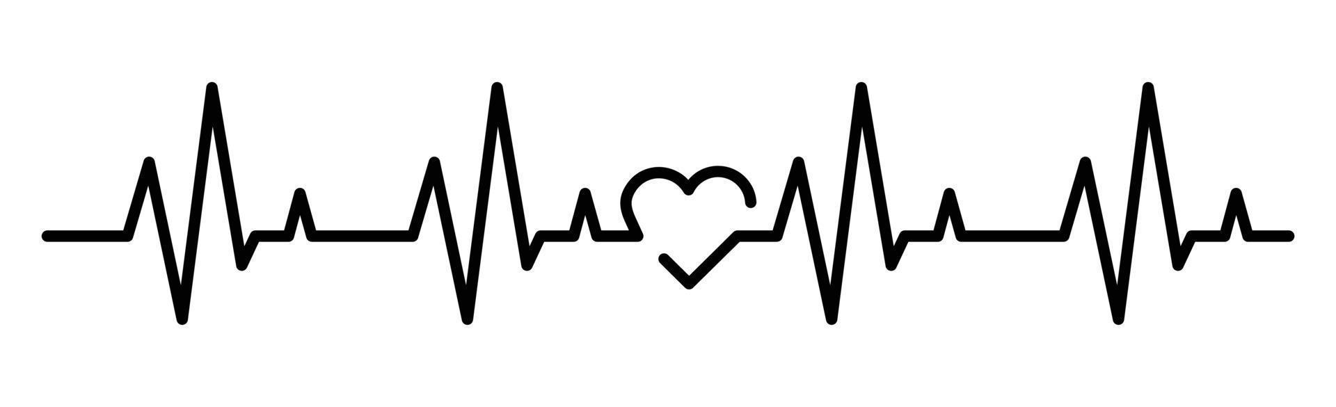 illustration vectorielle d'icône de ligne de battement de coeur, ensemble d'icône de battement de coeur sur le logo de coeur de cardiogramme de symbole vecteur