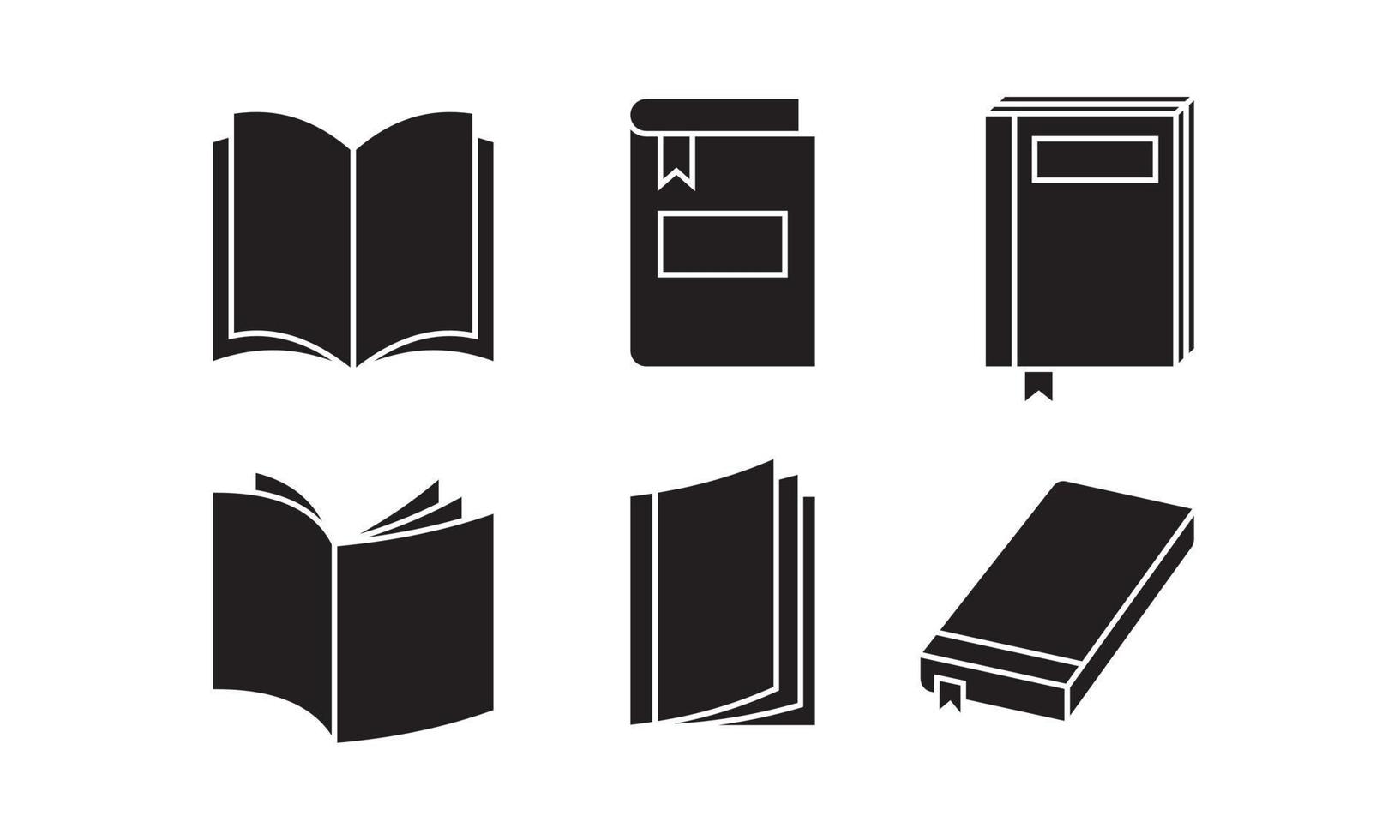 illustration vectorielle du jeu d'icônes de silhouette de livre. adapté à l'élément de conception du programme d'éducation et d'apprentissage, de l'application de livre électronique et de magazine. vecteur