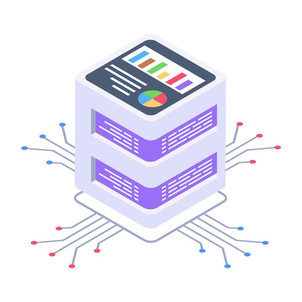 racks de serveur vecteur modifiable de style isométrique