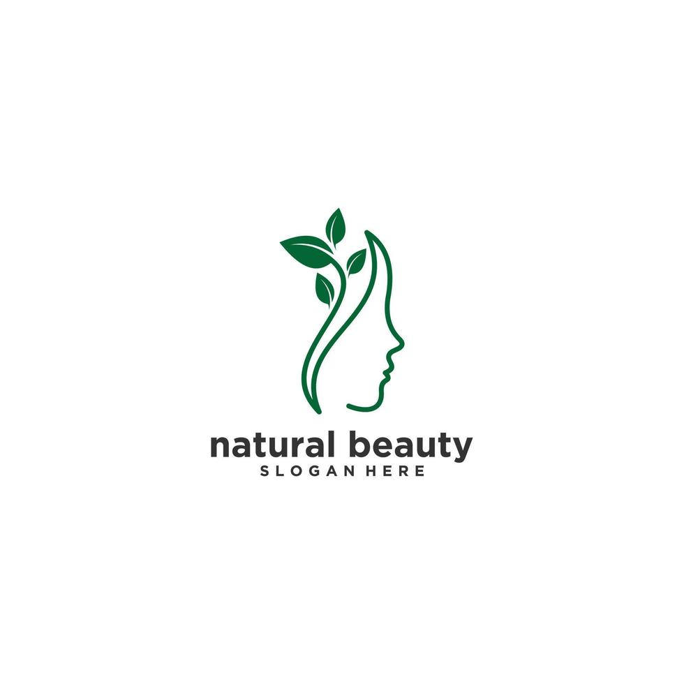 modèle de logo de beauté naturelle sur fond blanc vecteur