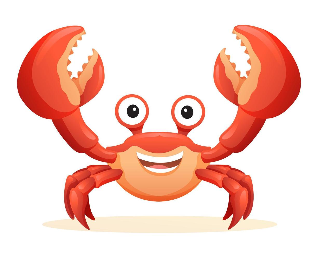 illustration de dessin animé mignon crabe isolé sur fond blanc vecteur
