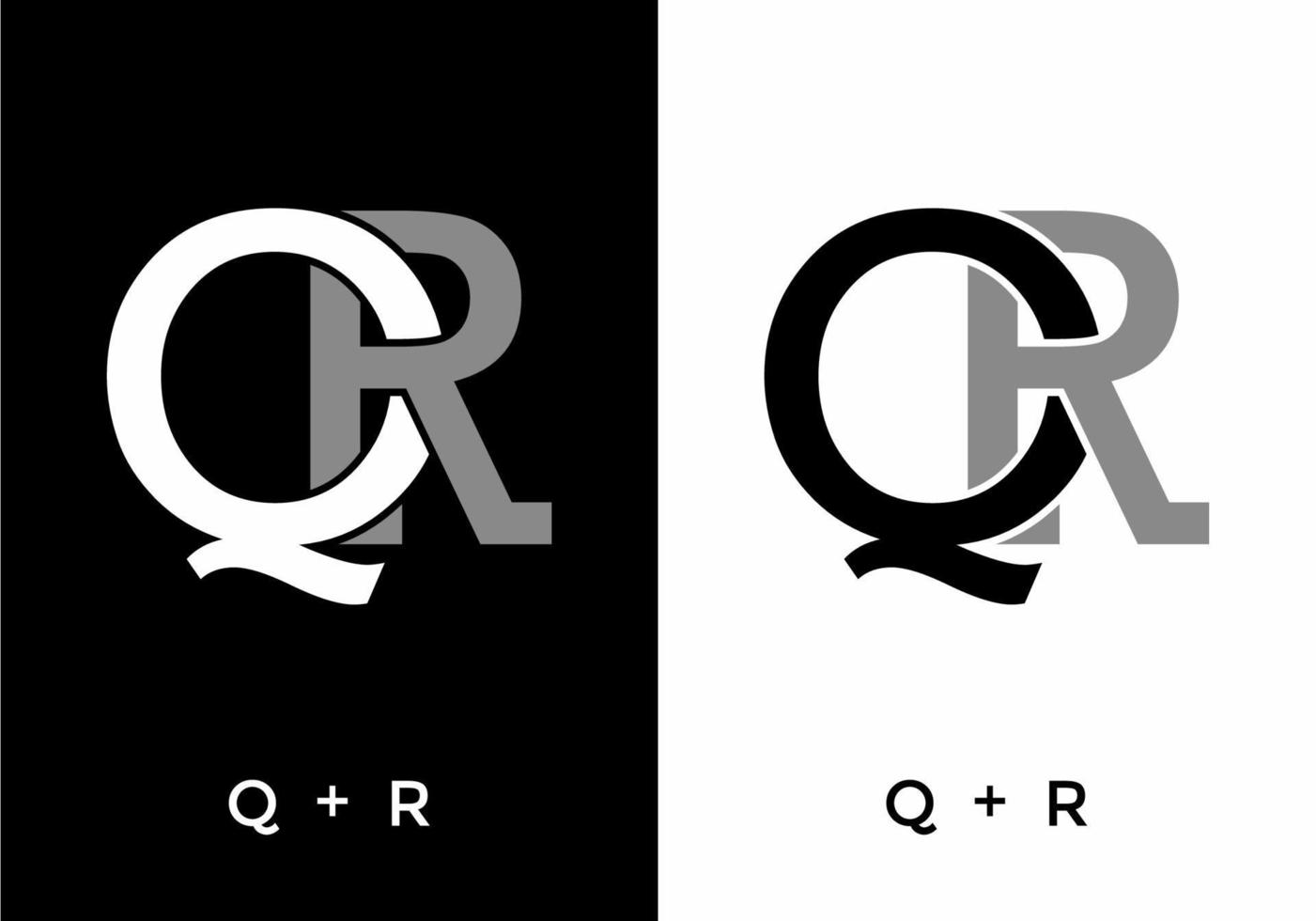 couleur noir et blanc de la lettre initiale qr vecteur