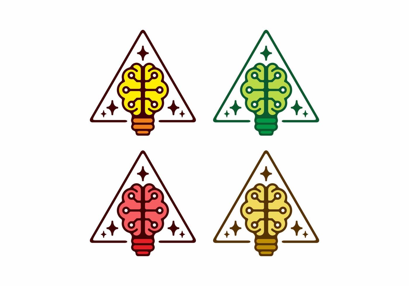 illustration plate colorée du cerveau de l'ampoule en forme de triangle vecteur