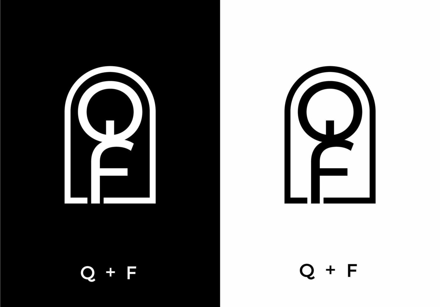 couleur noir et blanc de la lettre initiale qf vecteur