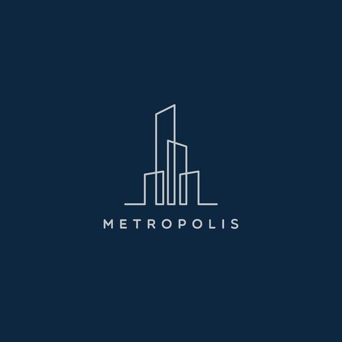 logo de ville art en ligne simple vecteur