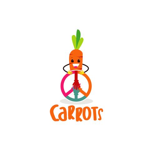 Logo Carotte avec signe de paix vecteur