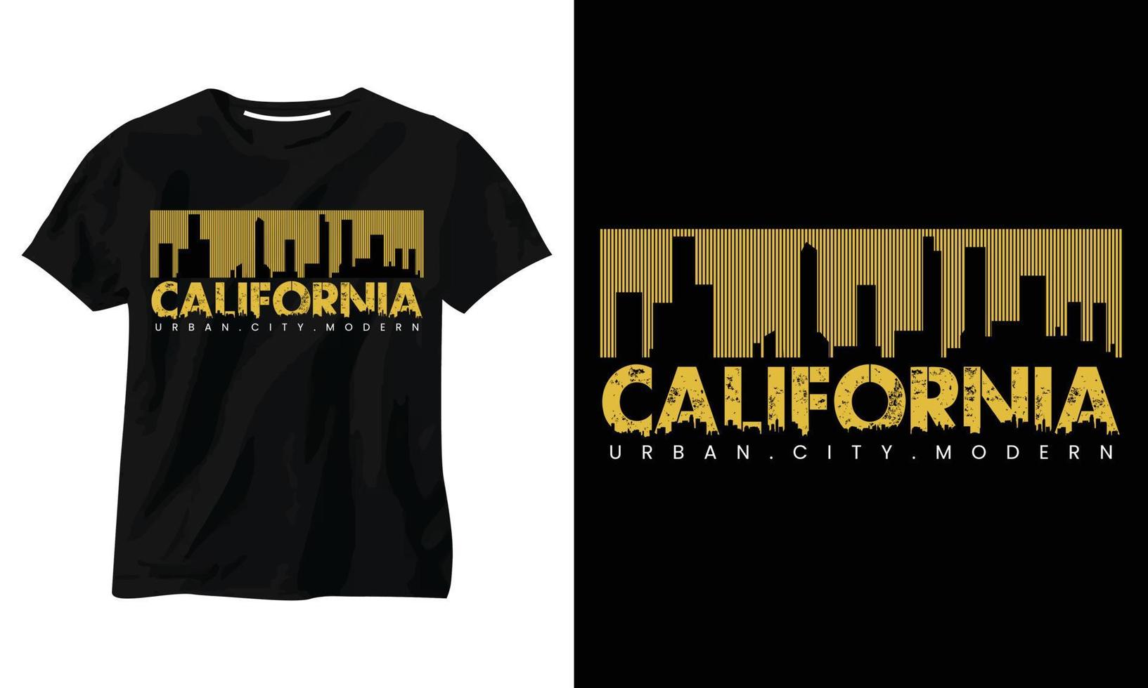 conception de t-shirt de typographie minimaliste moderne de ville urbaine de californie vecteur