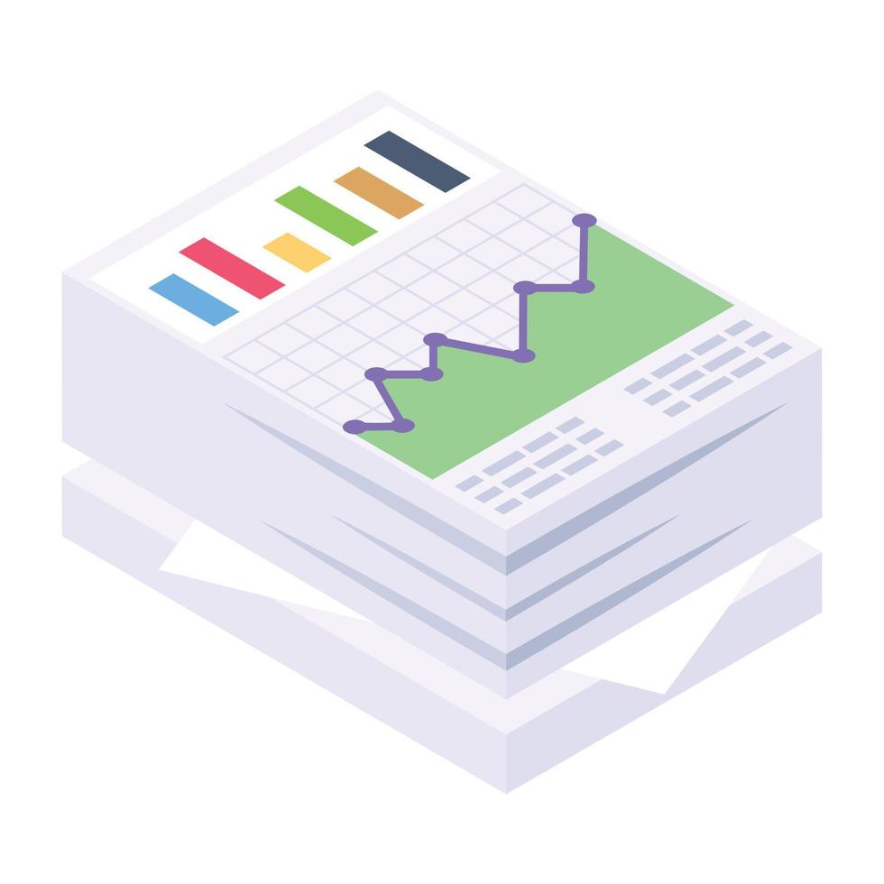 icône de la pile de documents commerciaux dans un design isométrique moderne vecteur