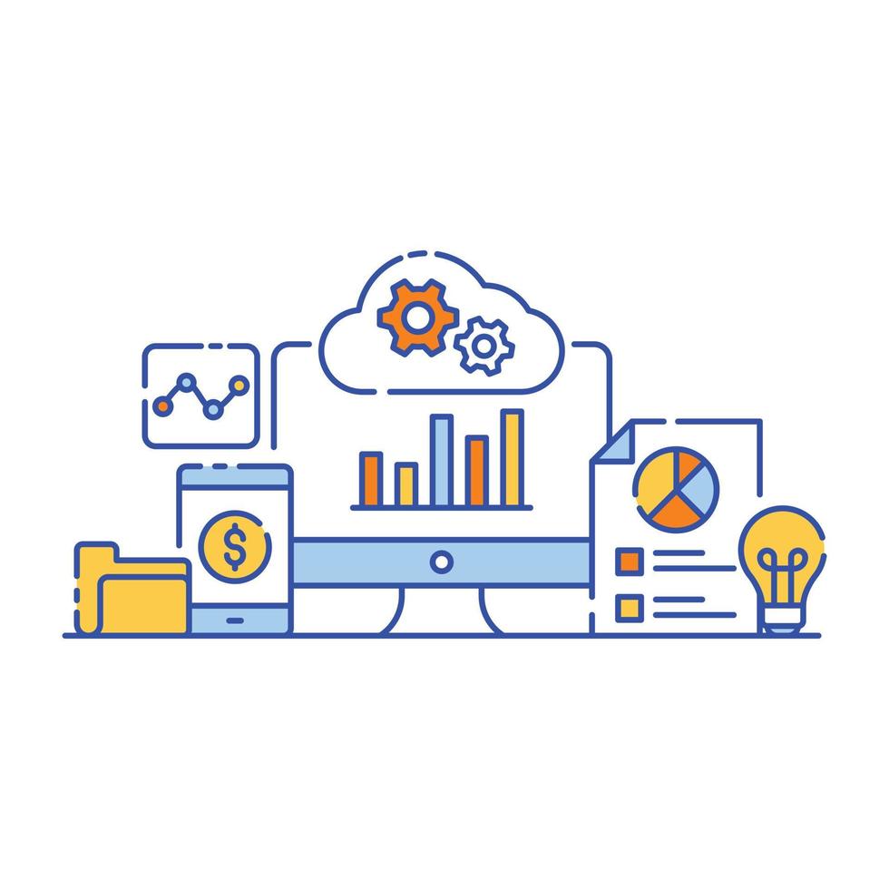 conception d'illustration plate d'analyse de données, vecteur modifiable