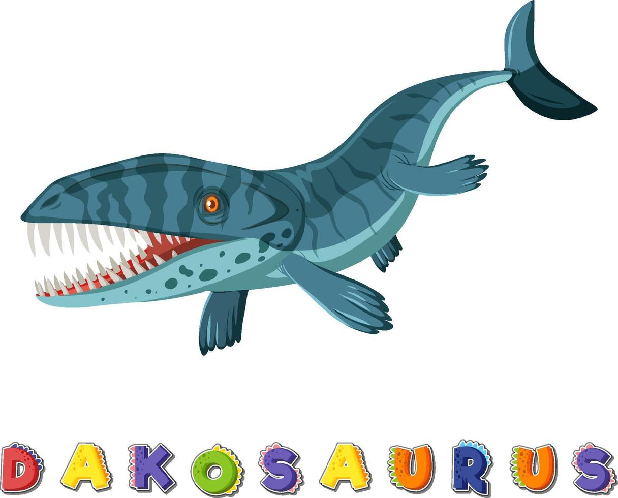 wordcard dinosaure pour dakosaurus vecteur