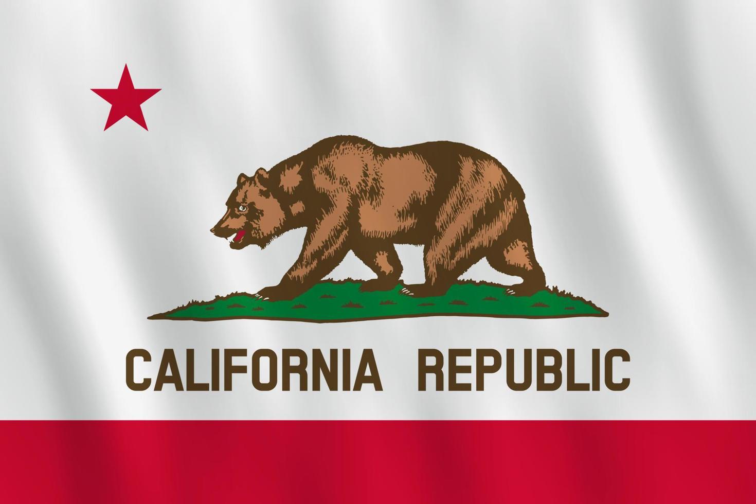 drapeau d'état américain de californie avec effet ondulant, proportion officielle. vecteur