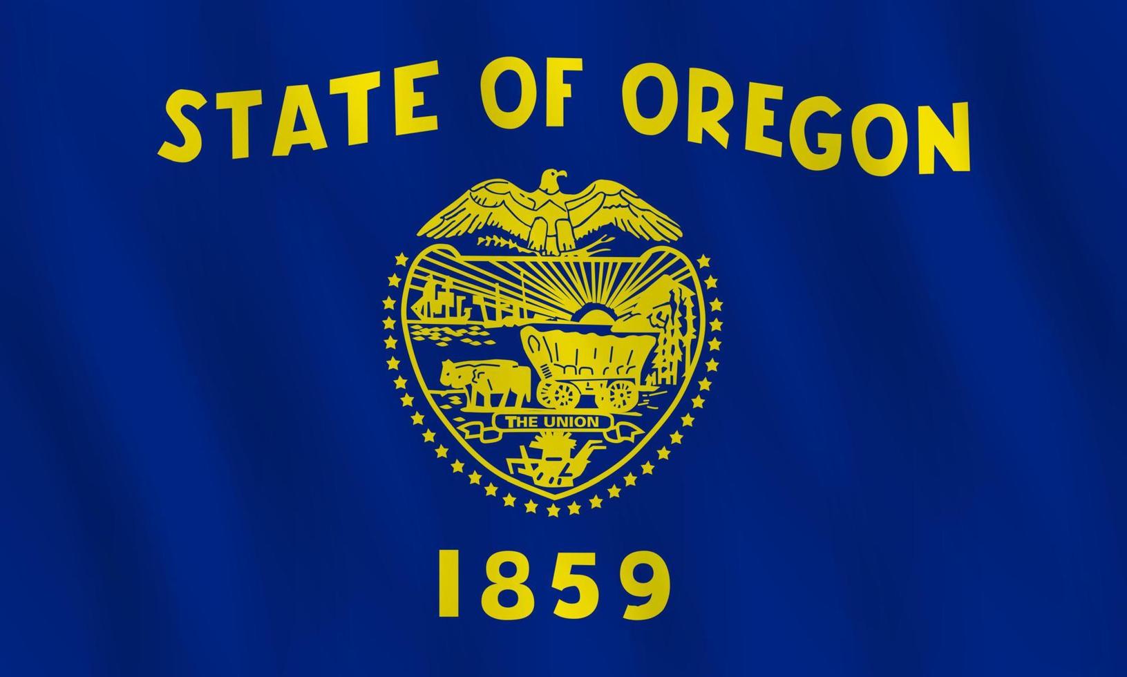 drapeau de l'état américain de l'oregon avec effet ondulant, proportion officielle. vecteur