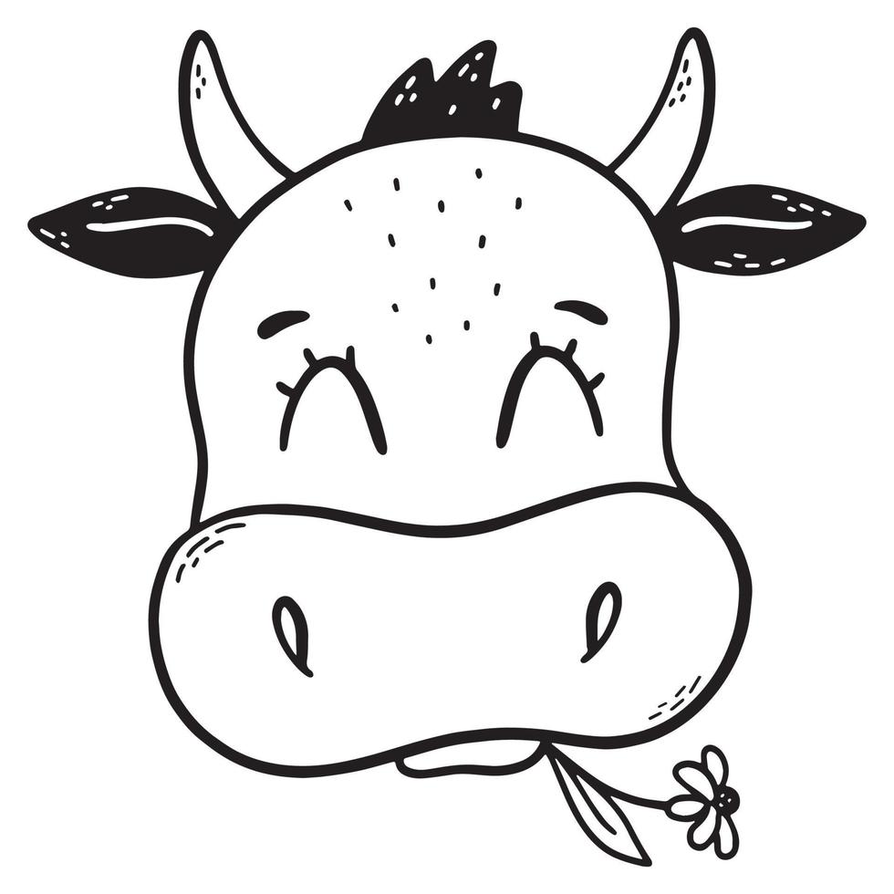 jolie illustration d'une vache décorée d'une fleur. bon pour les affiches de pépinière, les imprimés de vêtements pour enfants, les autocollants, les pages à colorier, les cartes, etc. eps 10 vecteur