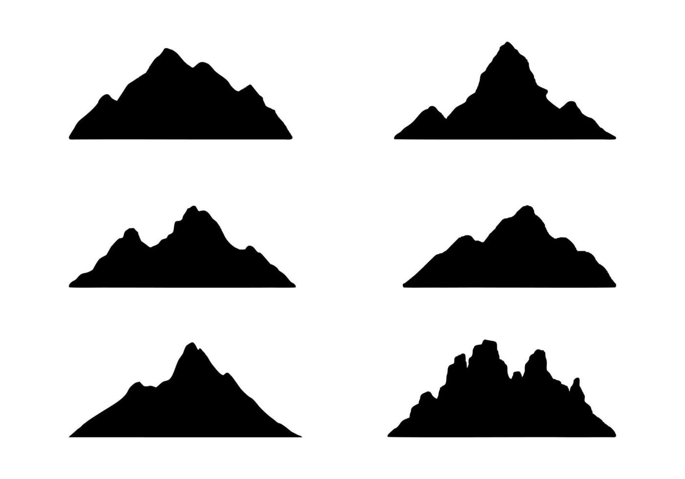 ensemble de montagnes. conception d'icône de montagne isolée sur fond blanc. silhouette du sommet de la montagne. collection d'icônes de montagne. vecteur