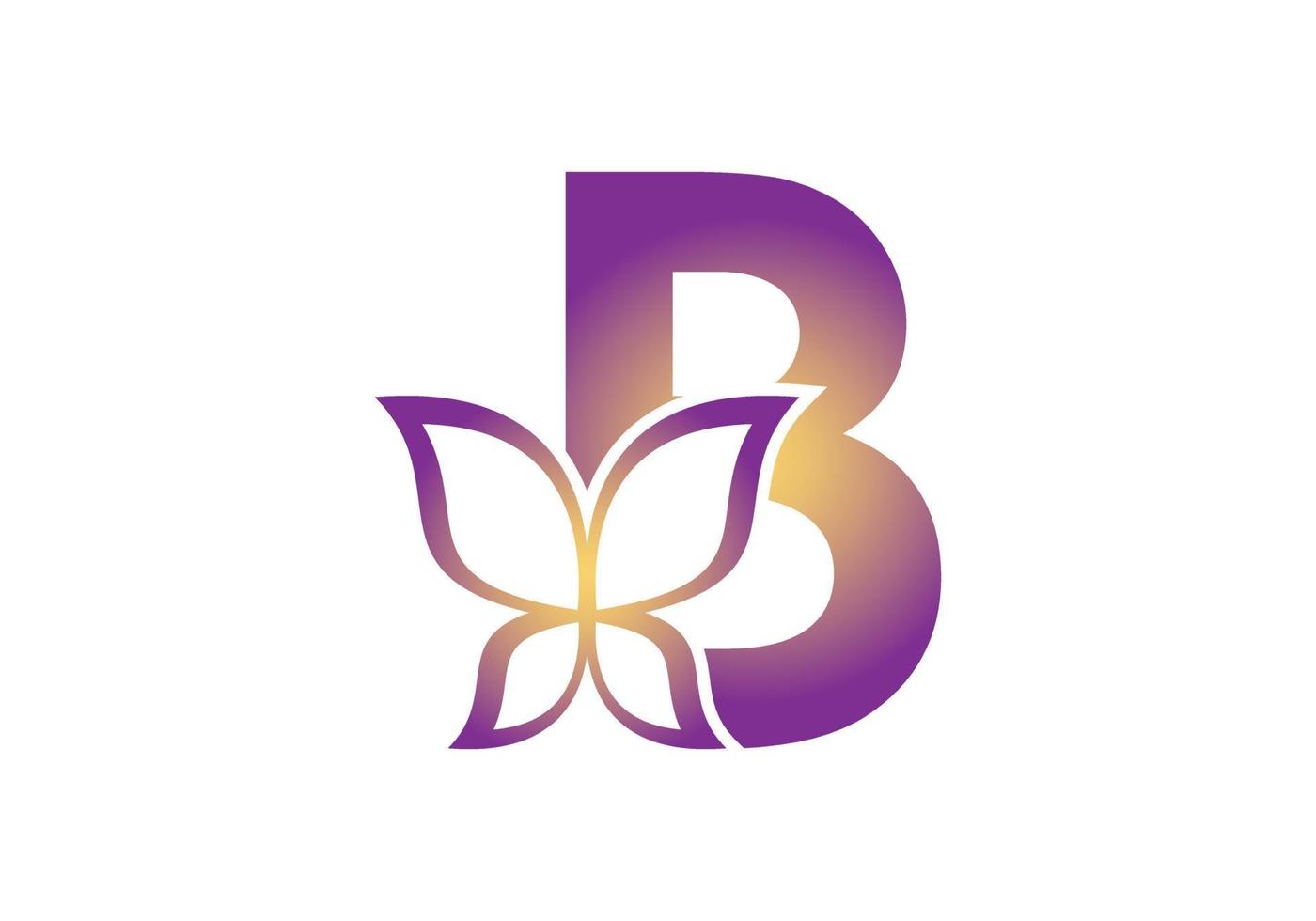 il s'agit d'un logo papillon ajouté à la lettre b créatif et unique vecteur