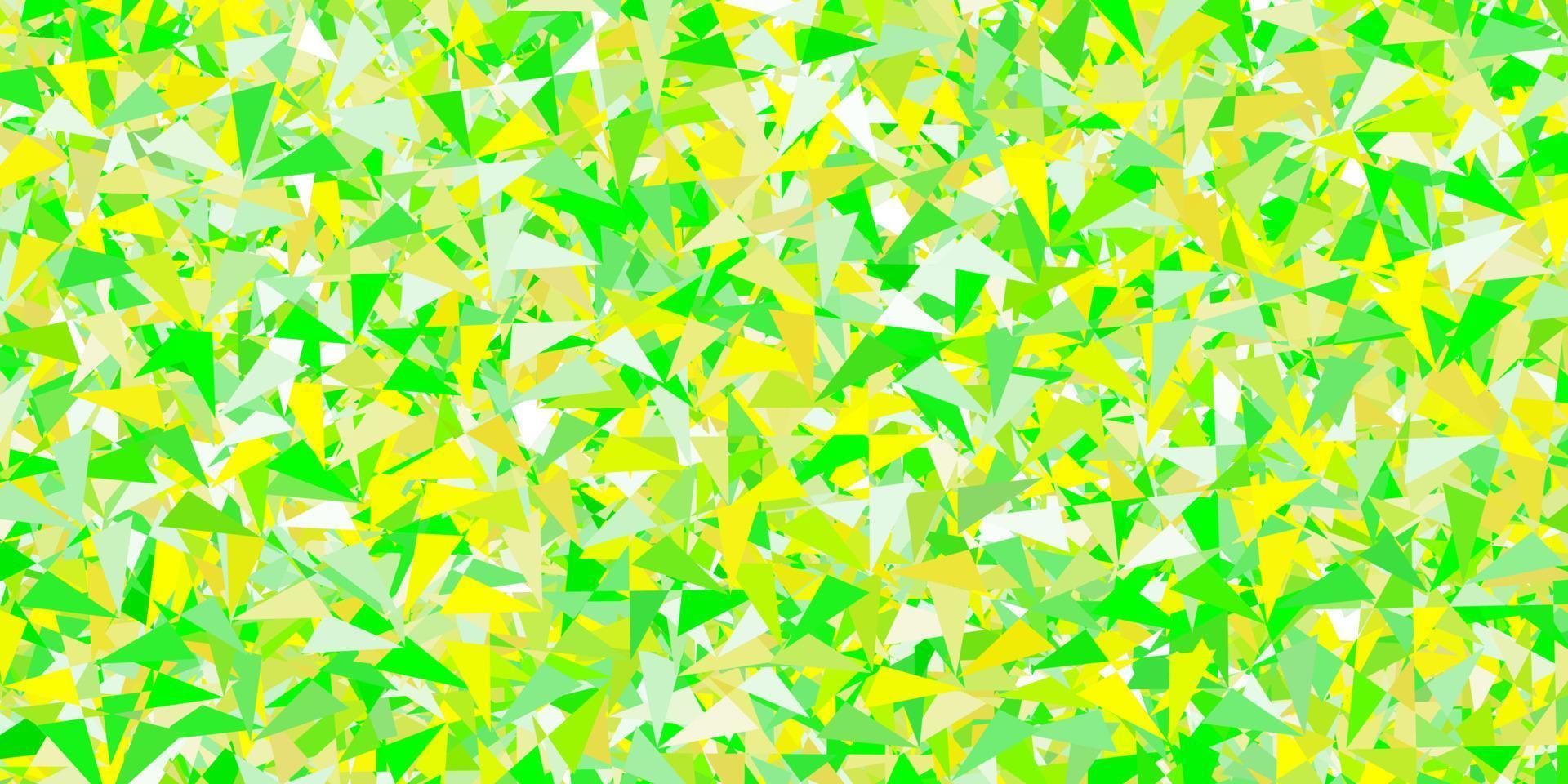 texture de vecteur vert clair, jaune avec des triangles aléatoires.