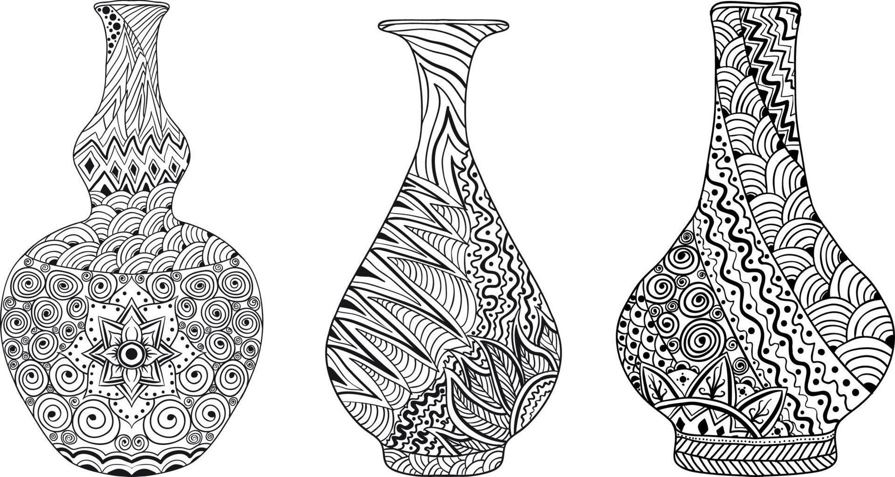 vase de mandala dessiné à la main vecteur