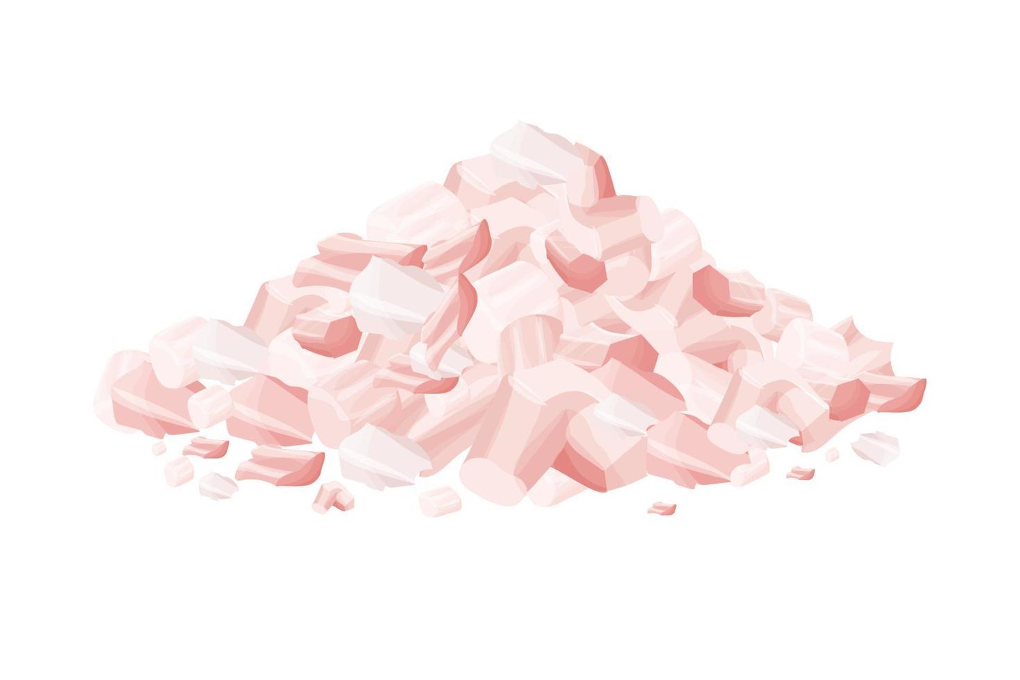 tas de sel rose de l'himalaya, épice minérale de grain en style cartoon isolé sur fond blanc. ingrédient biologique et naturel. illustration vectorielle vecteur