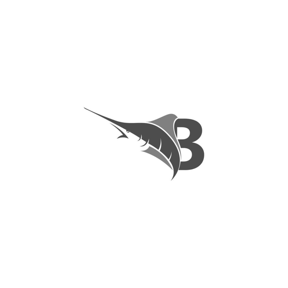 lettre b avec modèle d'icône de poisson de mer vecteur