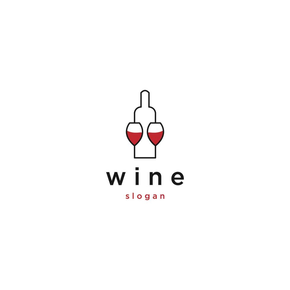 modèle de conception d'icône de logo de ligne de vin vecteur plat