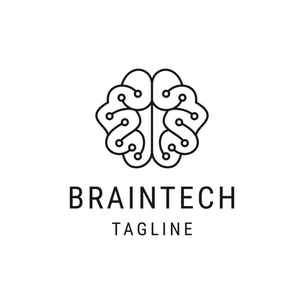 concept de logo de ligne de technologie du cerveau, modèle de conception d'icône plate vecteur