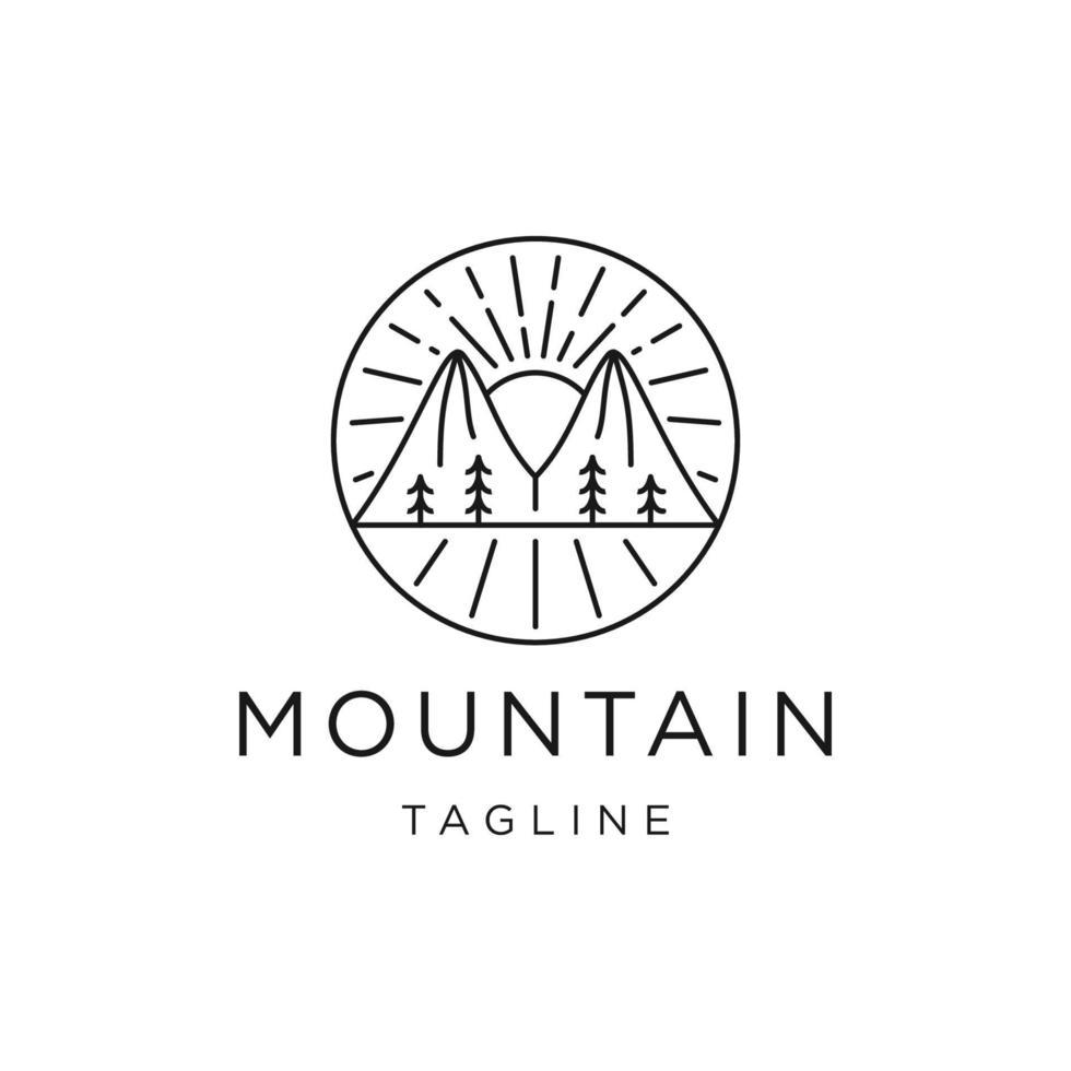 icône du logo de la ligne de montagne, vecteur de modèle de conception plate