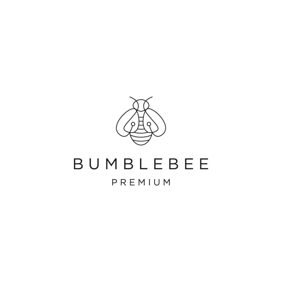 modèle de conception d'icône de logo de ligne d'abeille vecteur plat