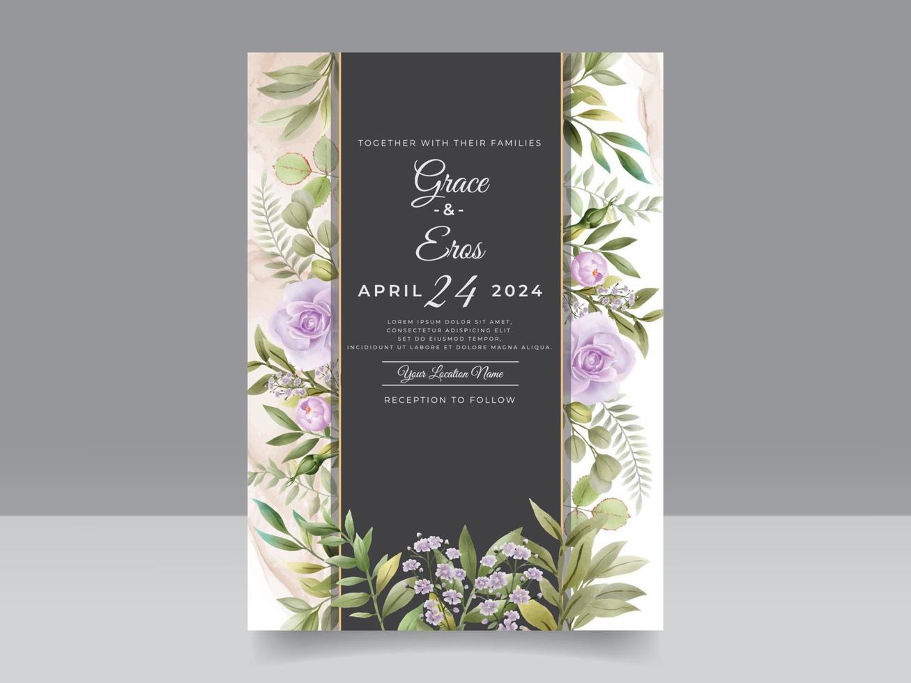 cartes d'invitation de mariage floral printemps vecteur