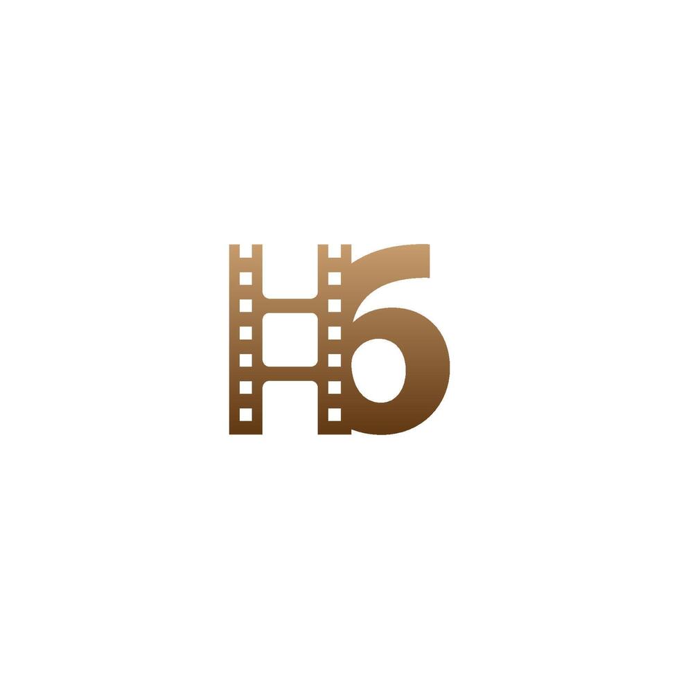 numéro 6 avec modèle de conception de logo d'icône de bande de film vecteur