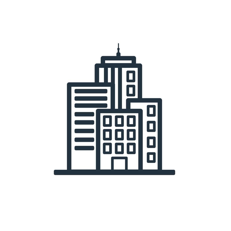 icône de ville de vecteur isolé sur fond blanc. symbole du centre-ville pour le concept mobile et la conception web. illustration vectorielle