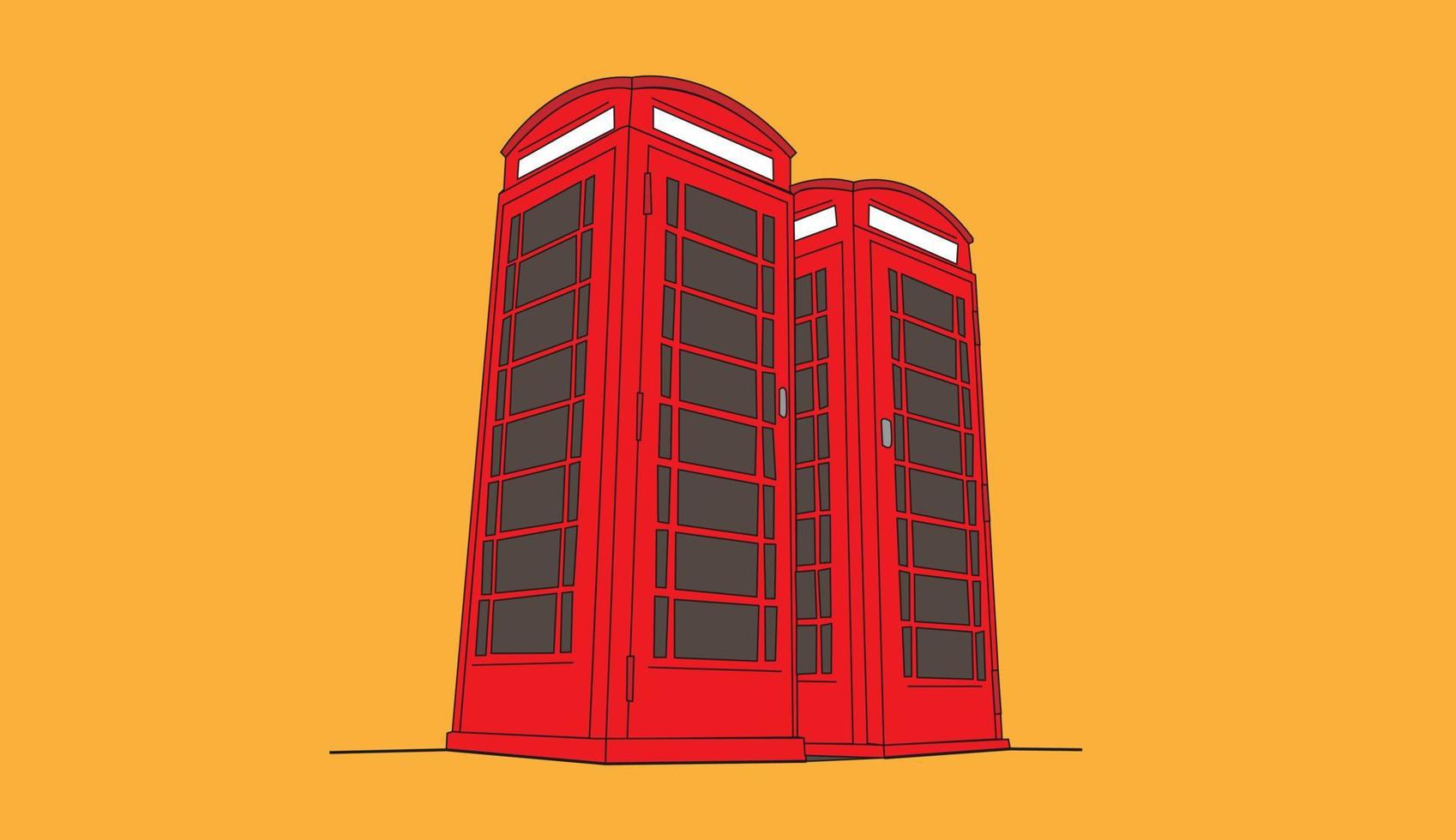 Illustration de cabine téléphonique rouge isolé sur fond vecteur